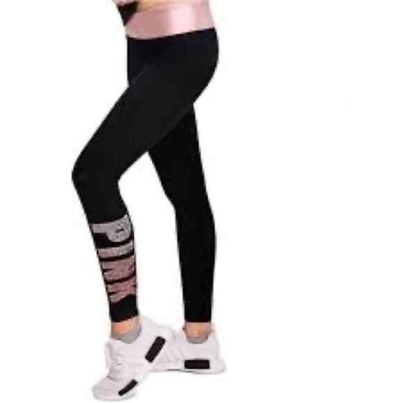 VS PINK OMBRÉ BLING DOGGY TSHIRT / YOGA LEGGINGS OUTFIT SET M - Picture 7 of 11